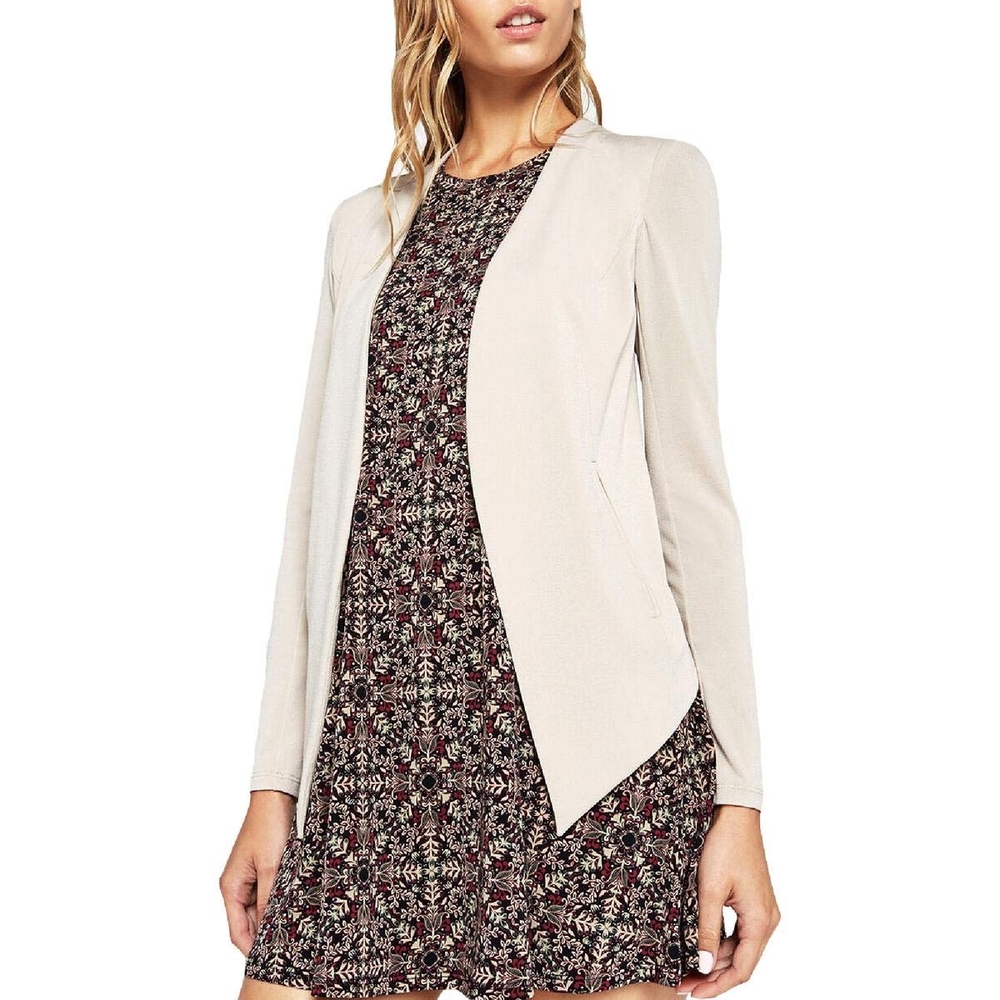 BCBGeneration Light Cream Open-Front Collarless Blazer